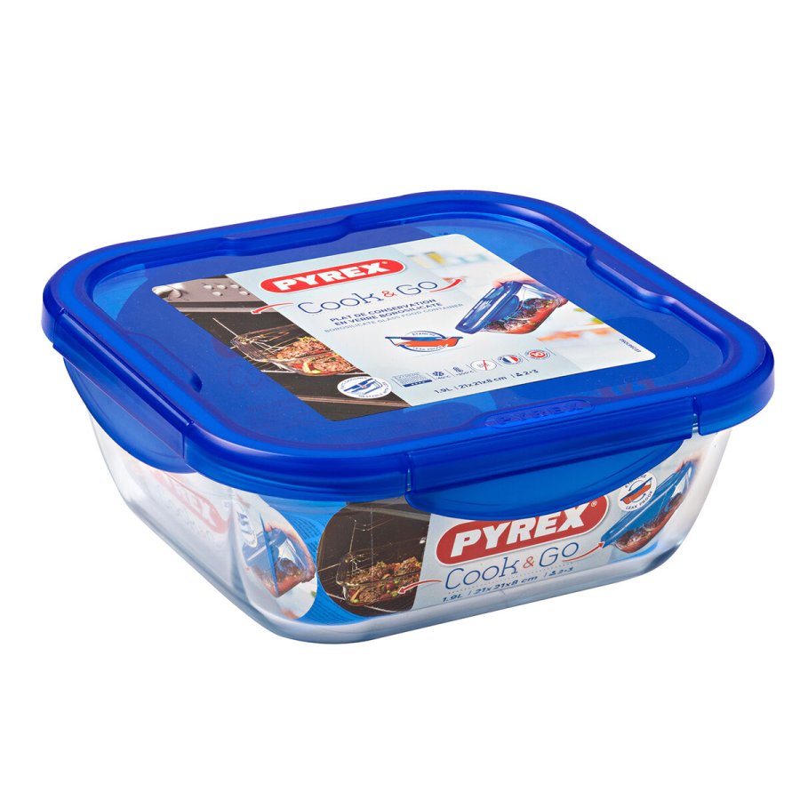 Hermetisk madkasse Pyrex Cook & go 21 x 21 x 9 cm Bl 1,9 L Glas (6 enheder) #7