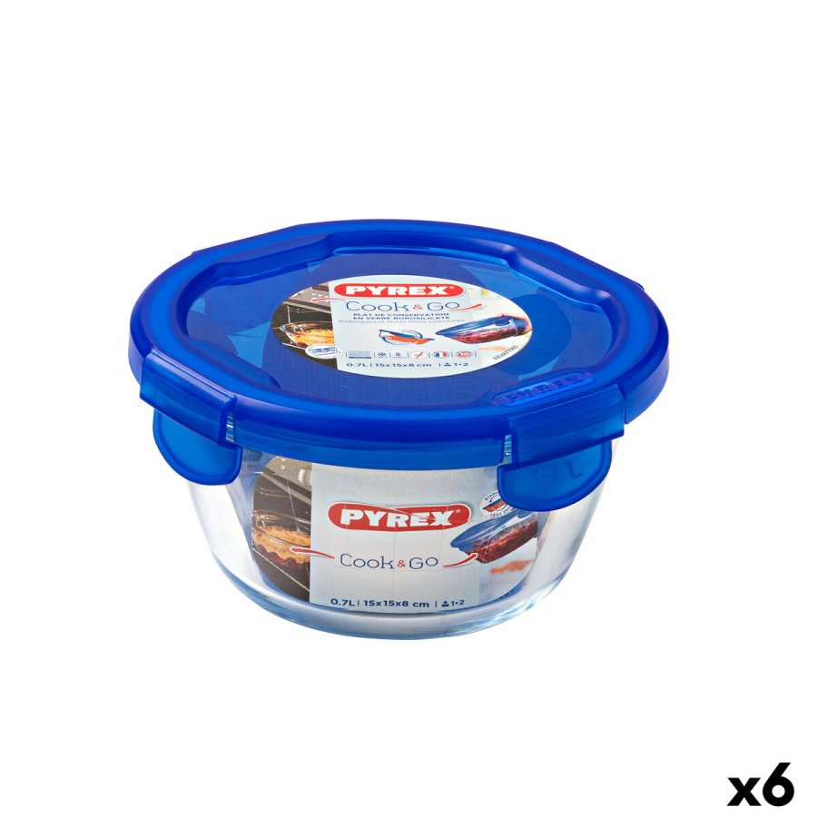 Hermetisk madkasse Pyrex Cook & go 15,5 x 15,5 x 8,5 cm Bl 700 ml Glas (6 enheder) #1