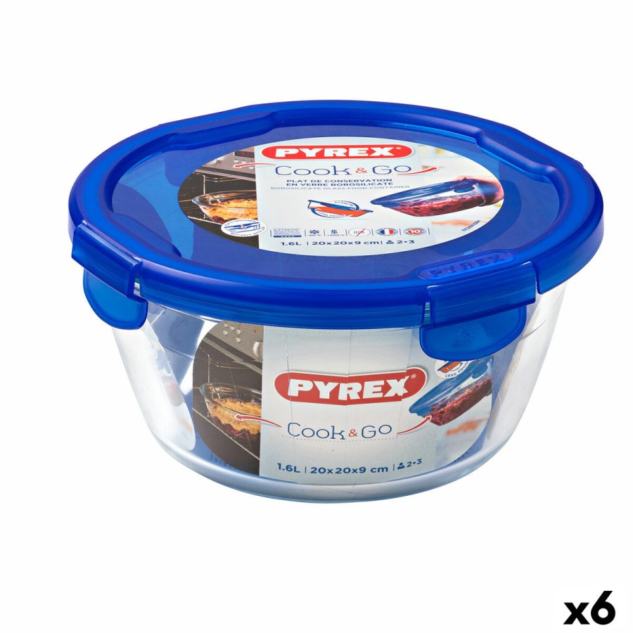 Hermetisk madkasse Pyrex Cook&go 20 x 20 x 10,3 cm Bl 1,6 L Glas (6 enheder) #1