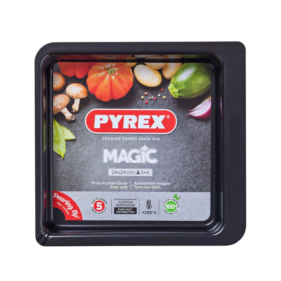 Bageform Pyrex Magic Firkantet Rektangulr Sort Metal 24 x 24 cm (6 enheder) #2