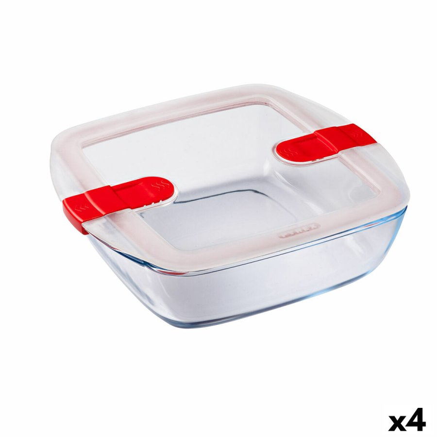 Hermetisk madkasse Pyrex Cook & Heat 25 x 22 x 7 cm 2,2 L Gennemsigtig Glas (4 enheder) #1