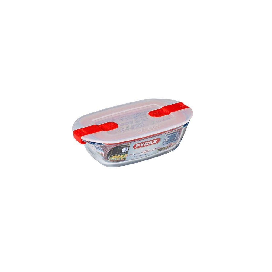 Hermetisk madkasse Pyrex Cook & Heat Rektangulr 400 ml 17 x 10 x 5 cm Gennemsigtig Glas (5 enheder) #7