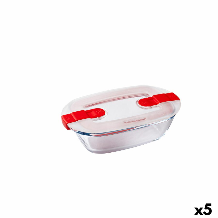 Hermetisk madkasse Pyrex Cook & Heat Rektangulr 400 ml 17 x 10 x 5 cm Gennemsigtig Glas (5 enheder) #1