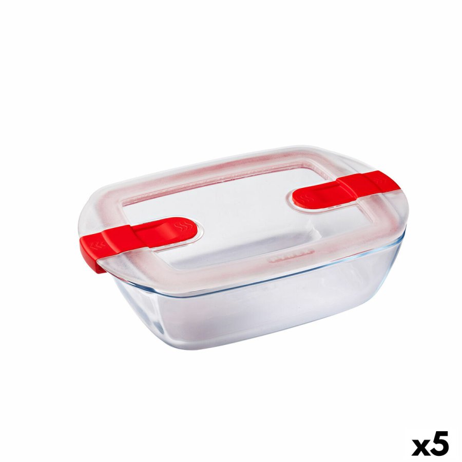Hermetisk madkasse Pyrex Cook&heat 1,1 L 24 x 15,5 x 7 cm Gennemsigtig Glas (5 enheder) #1