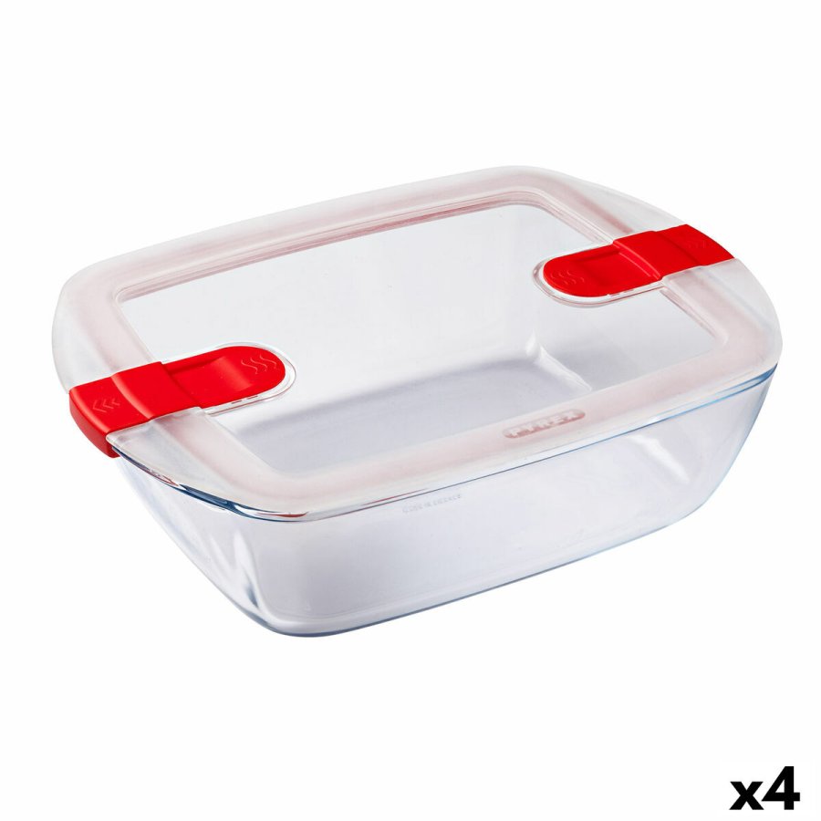 Hermetisk madkasse Pyrex Cook & Heat 2,5 L Gennemsigtig Glas (4 enheder) #1