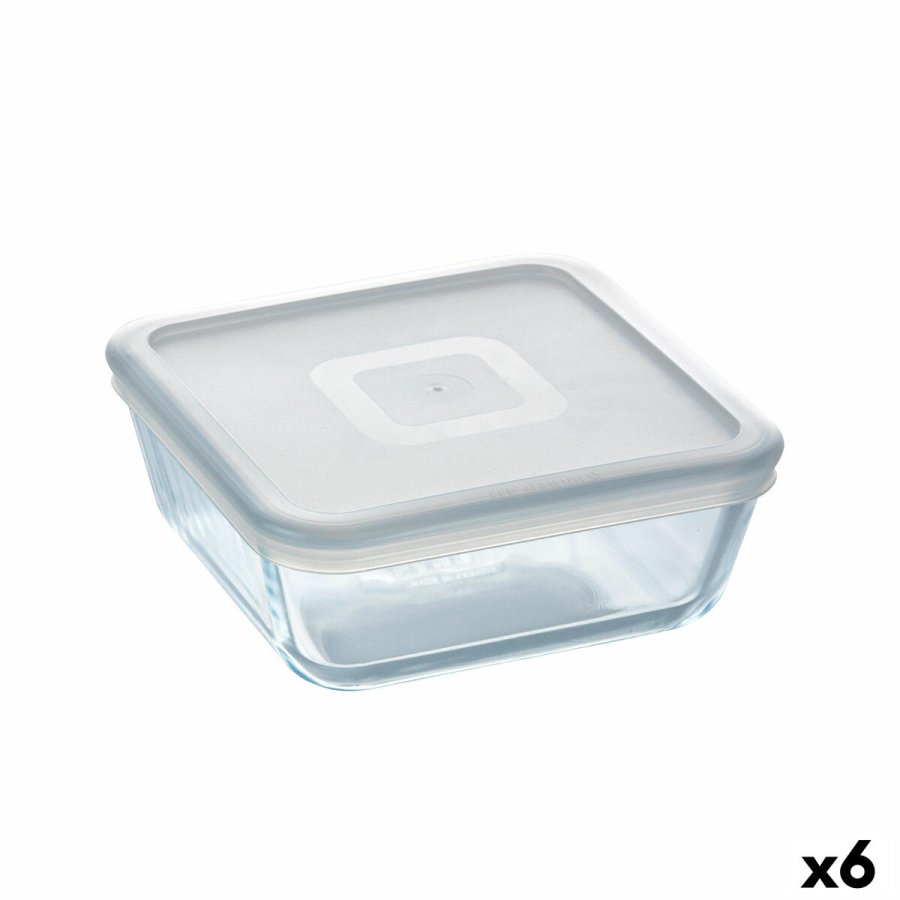 Firkantet madkasse med lg Pyrex Cook&freeze 850 ml 14 x 14 cm Gennemsigtig Glas Silikone (6 enheder) #1