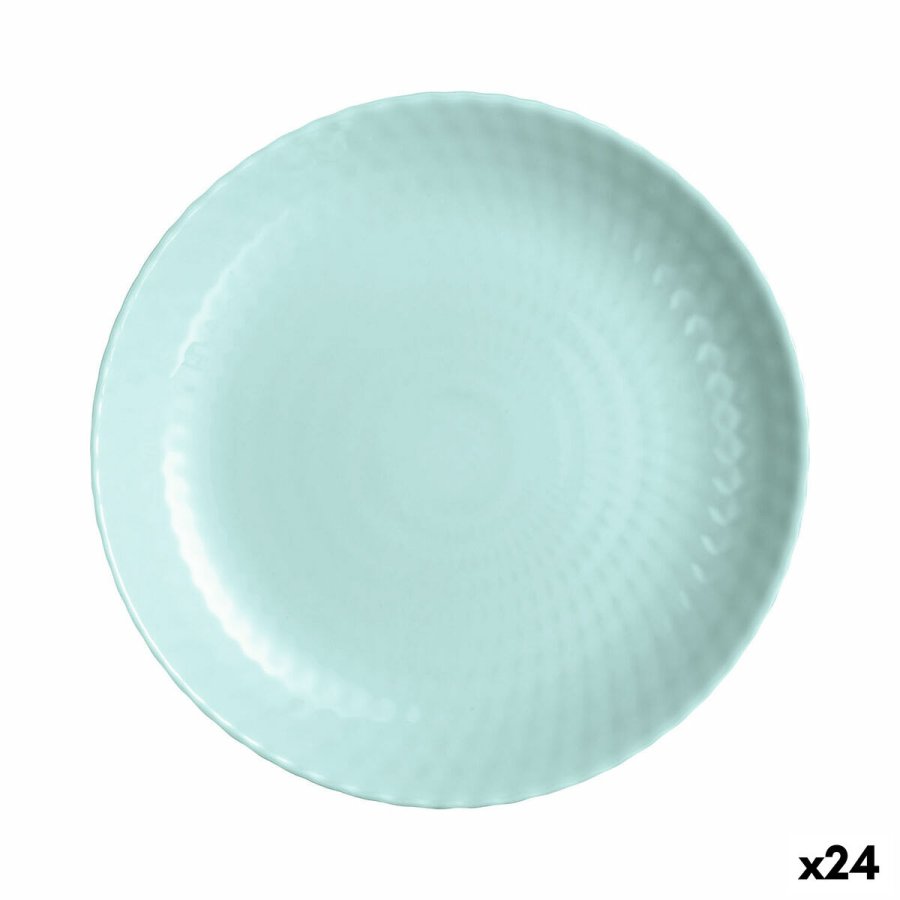 Flad Plade Luminarc Pampille Turquesa Turkisbl Glas 25 cm (24 enheder) #1