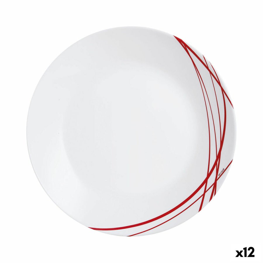 Flad Plade Arcopal Domitille Rojo To-farvet Glas 25 cm (12 enheder) #1