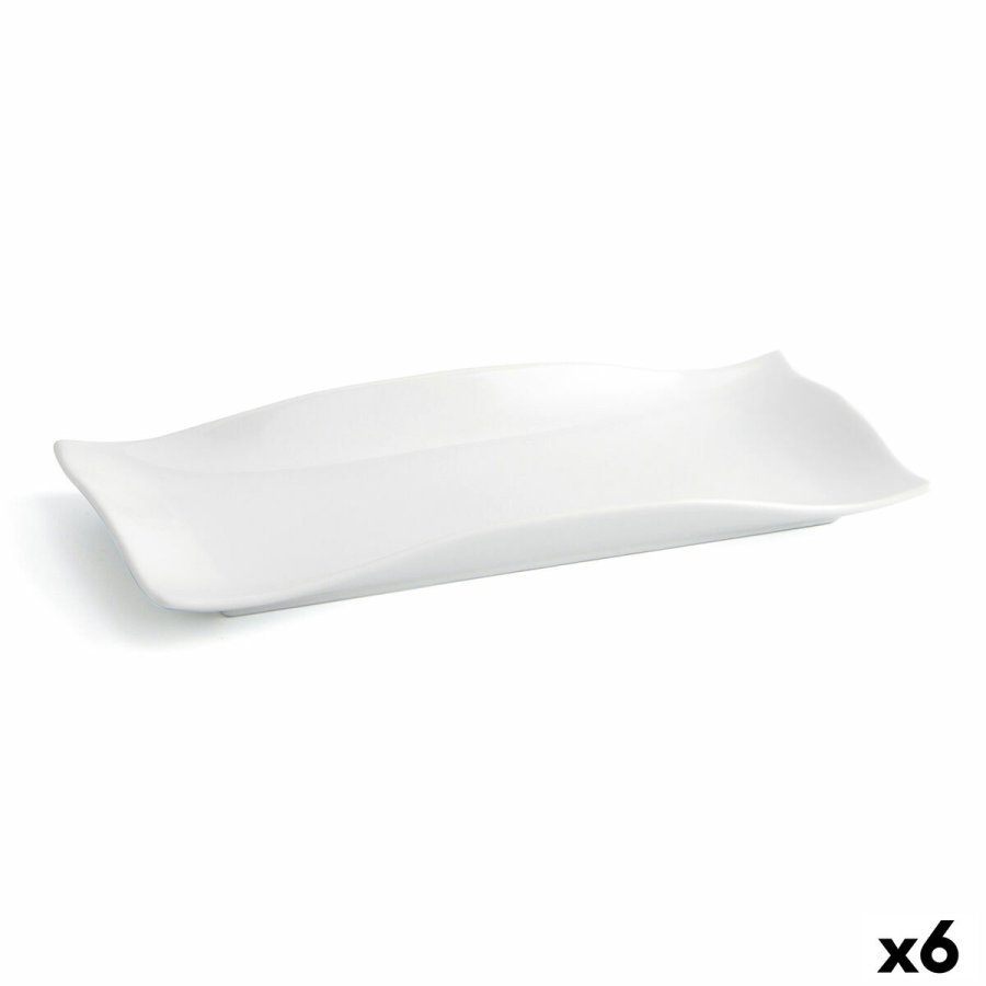 Flad Plade Quid Gastro Fun Hvid Keramik 29,5 x 11 x 3 cm (6 enheder) #1