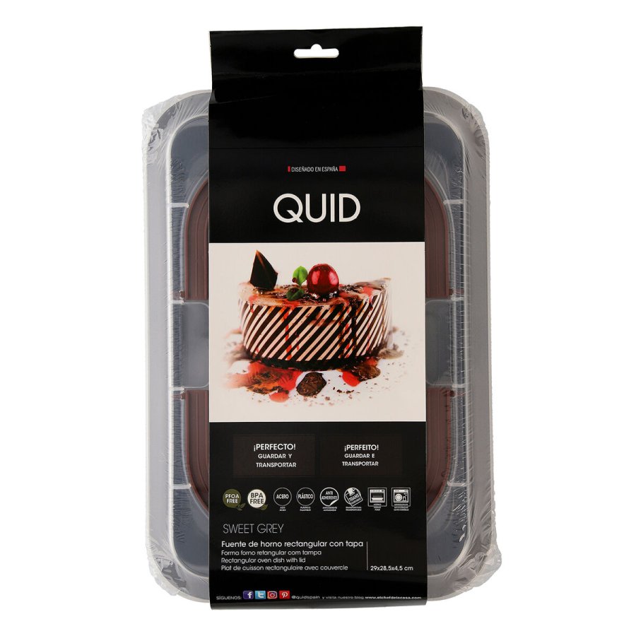 Bageform Quid Sweet Grey Sort Metal 36 x 23 x 4,5 cm Med lg (4 enheder) #4