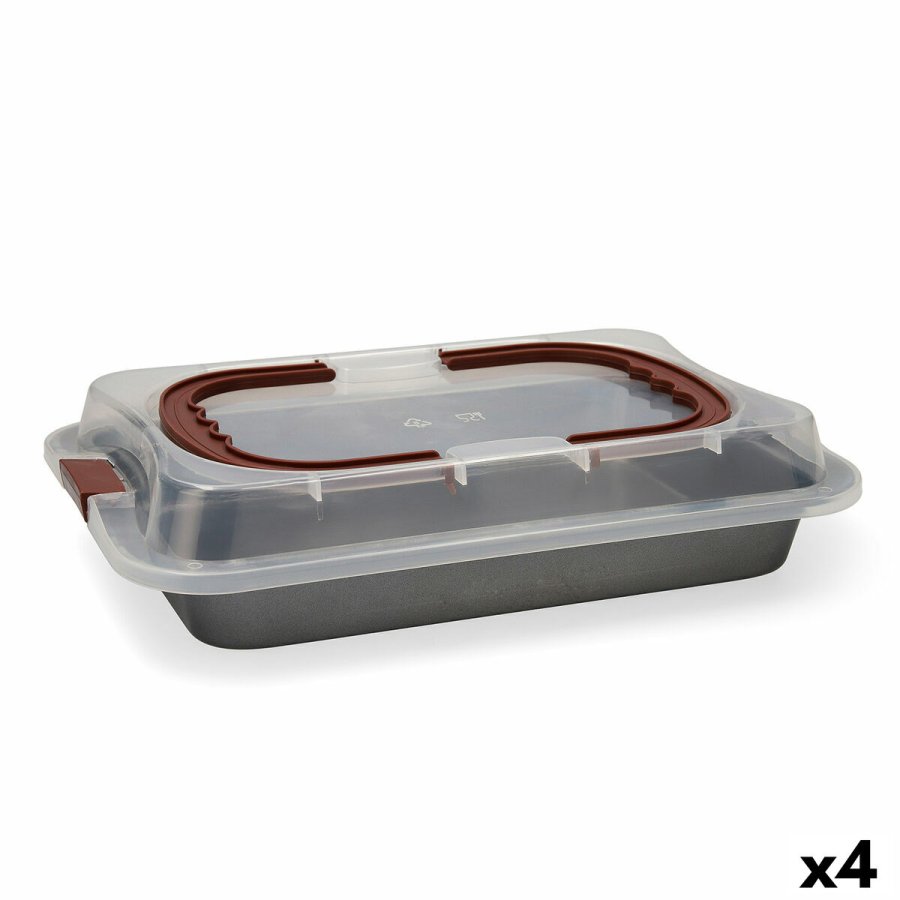 Bageform Quid Sweet Grey Sort Metal 36 x 23 x 4,5 cm Med lg (4 enheder) #1