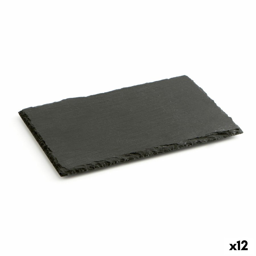 Keramisk fad med skifereffekt Quid Gastro Fun Sort (20 x 13 cm) (12 enheder) #1