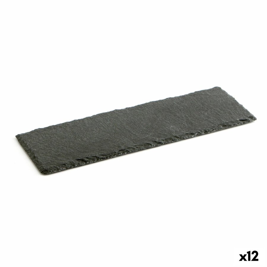 Keramisk fad med skifereffekt Quid Gastro Fun Sort (30 x 10 cm) (12 enheder) #1