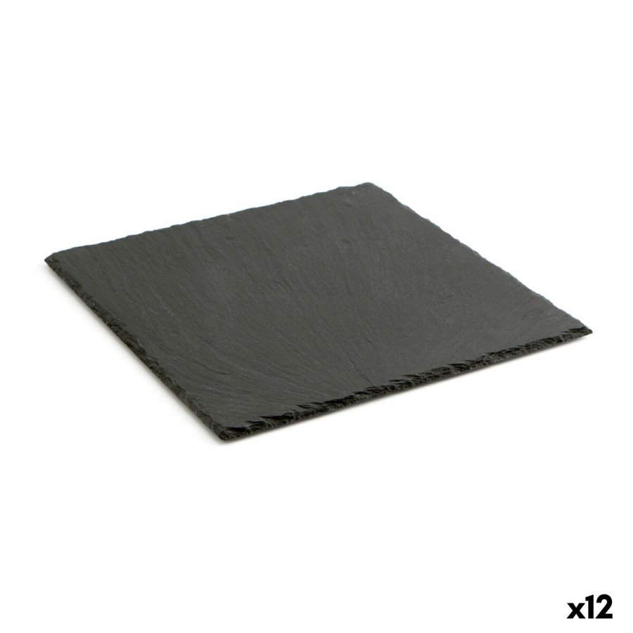 Keramisk fad med skifereffekt Quid Gastro Fun Sort (25 x 25 cm) (12 enheder) #1