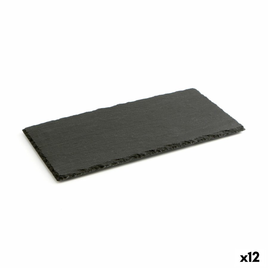 Keramisk fad med skifereffekt Quid Gastro Fun Sort (32 x 17 cm) (12 enheder) #1