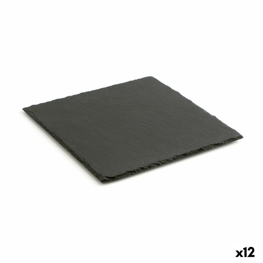 Keramisk fad med skifereffekt Quid Gastro Fun Sort (30 x 30 cm) (12 enheder) #1