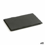 Keramisk fad med skifereffekt Quid Gastro Fun Sort 30 x 20 cm (12 enheder) #1