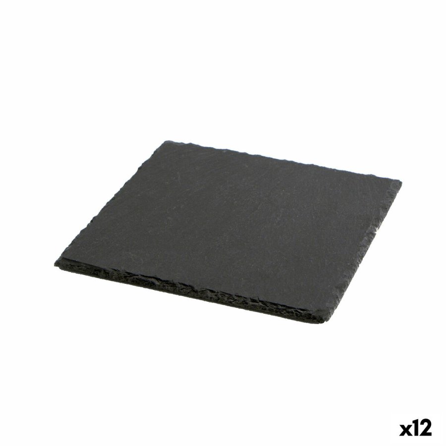 Keramisk fad med skifereffekt Quid Gastro Fresh Sort (20 x 20 cm) (12 enheder) #1