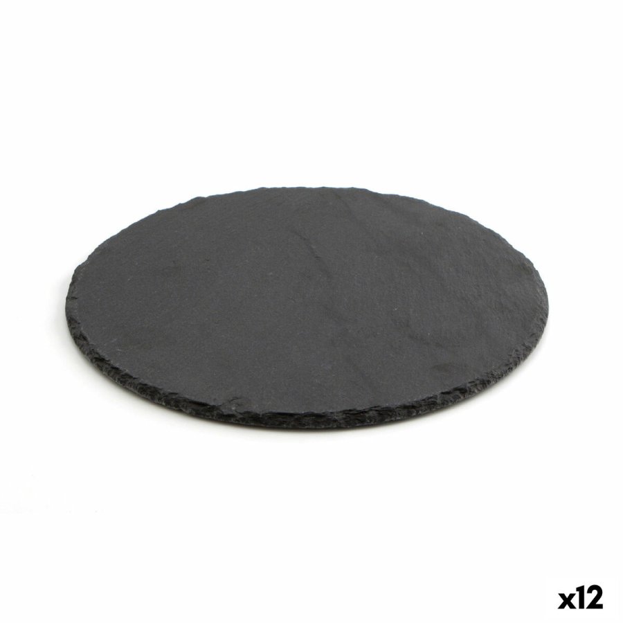 Keramisk fad med skifereffekt Quid Select Cirkulr Sort (12 enheder) #1