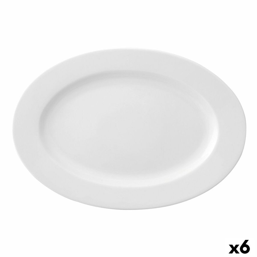 Flad Plade Ariane Prime Oval Hvid Keramik 32 x 25 cm (6 enheder) #1