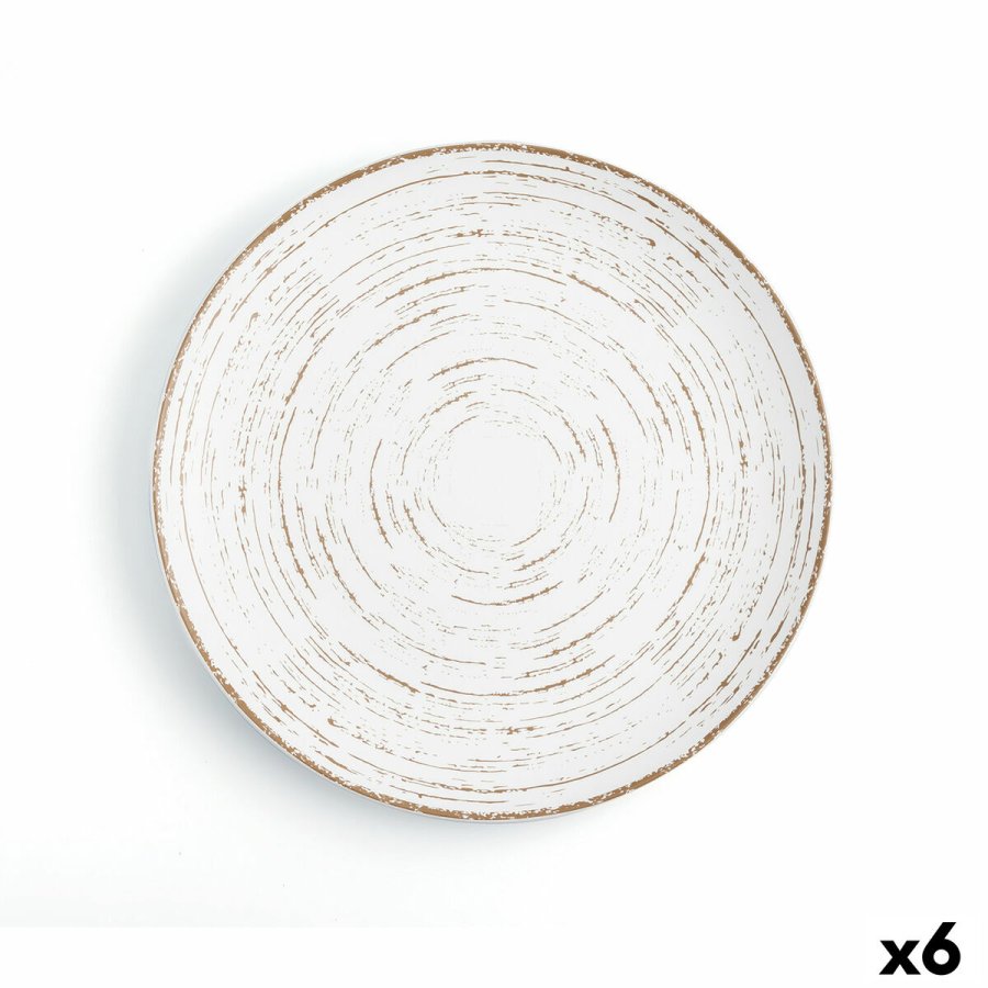 Flad Plade Ariane Tornado White To-farvet Keramik  31 cm (6 enheder) #1