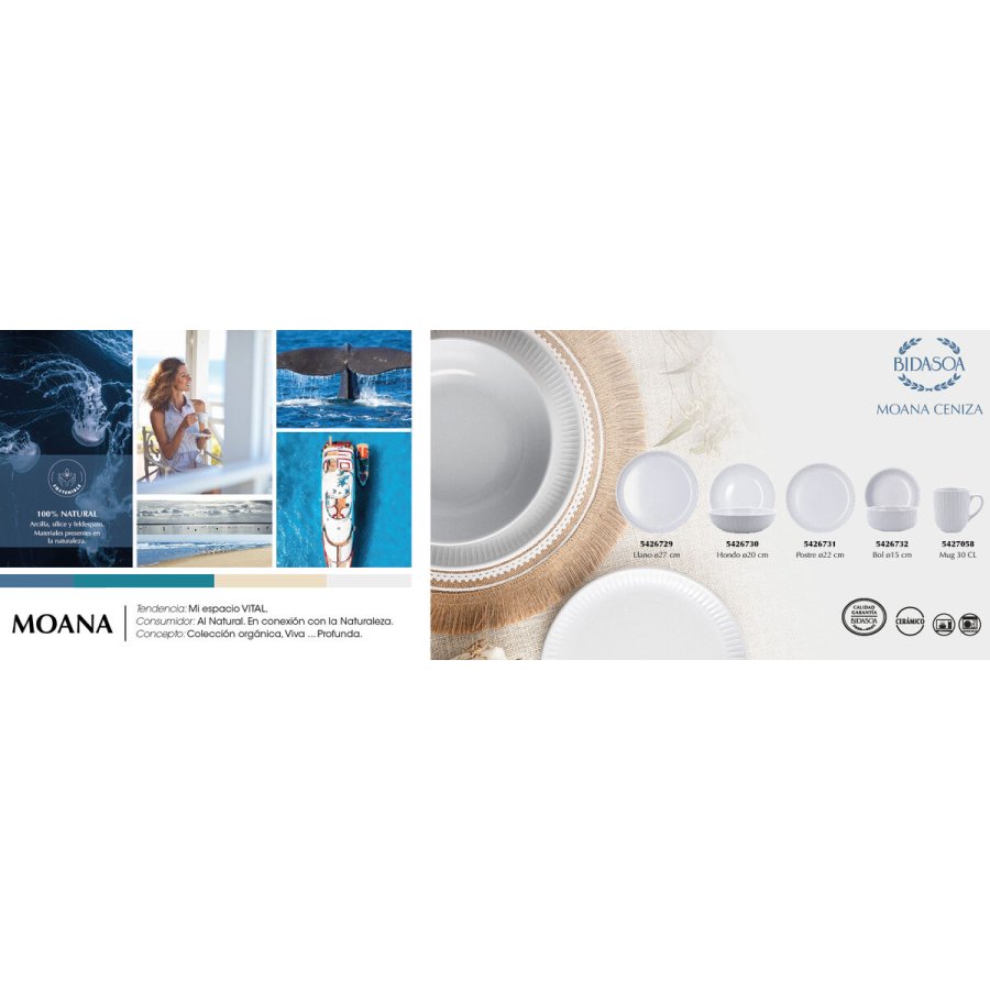 Dyb tallerken Bidasoa Moana Gr� Keramik � 20 cm (12 enheder) #4