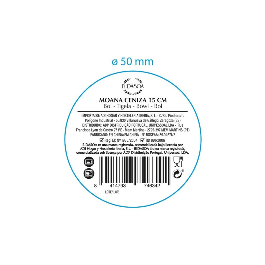 Snacksk�l Bidasoa Moana Gr� Keramik (12 enheder) #6