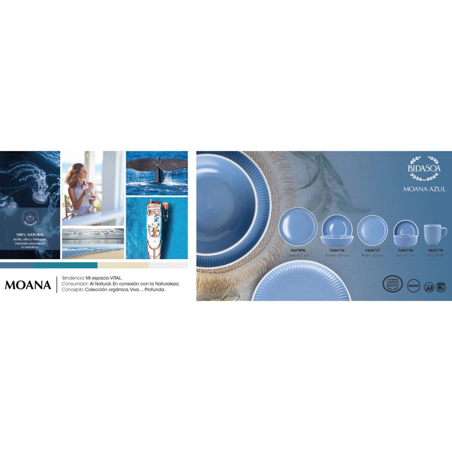 Dyb tallerken Bidasoa Moana Bl� Keramik � 20 cm (12 enheder) #4