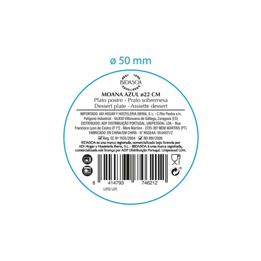 Desserttallerken Bidasoa Moana Bl� Keramik � 21,5 cm (12 enheder) #6