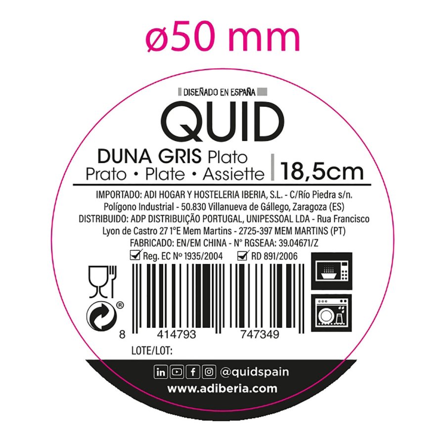 Dyb tallerken Quid Duna Gr� Keramik 18,5 x 5,3 cm (12 enheder) #7