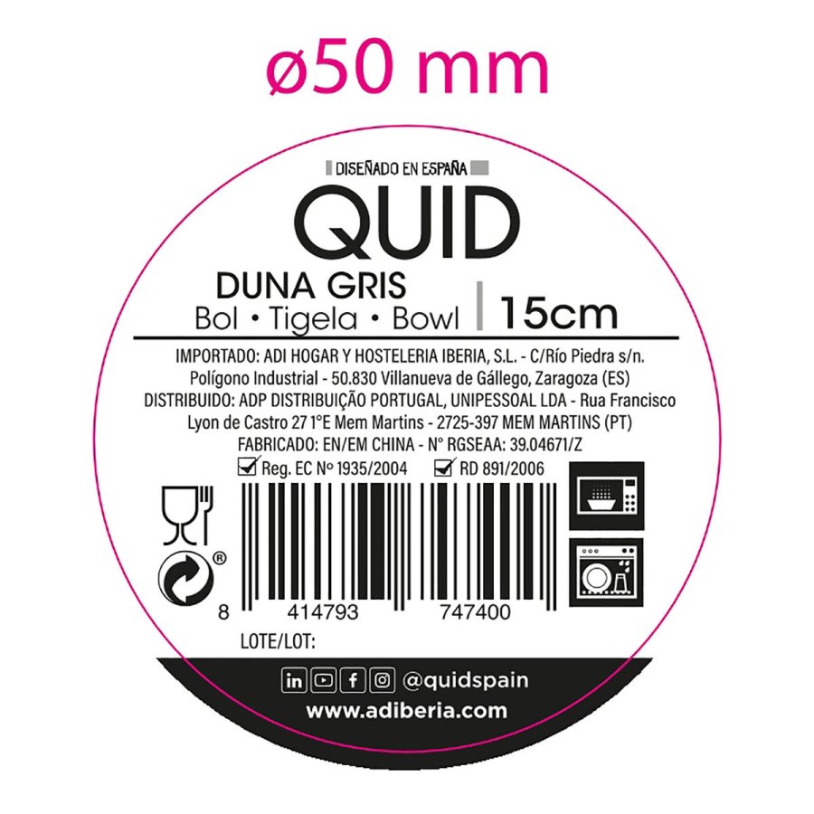 Snacksk�l Quid Duna Gr� Keramik 15 x 15 cm (12 enheder) #7