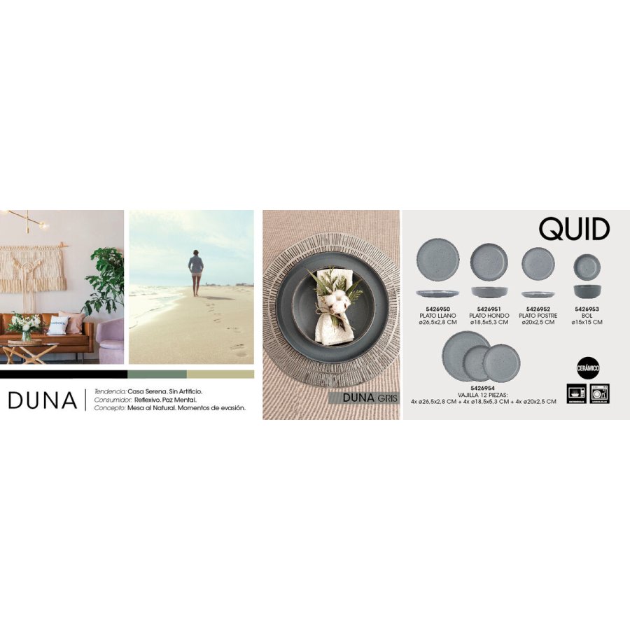 Snacksk�l Quid Duna Gr� Keramik 15 x 15 cm (12 enheder) #2