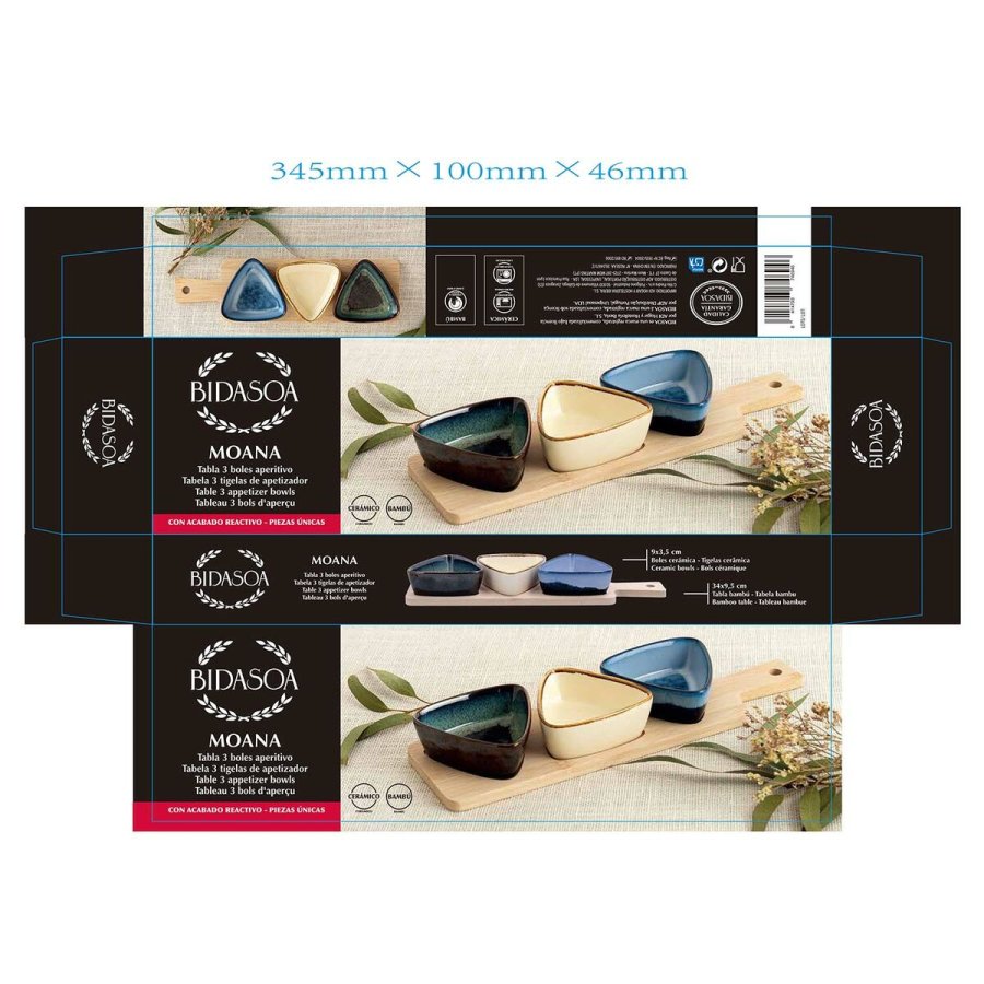 S�t til appetizere Bidasoa Moana Multifarvet Keramik 34 x 9,5 x 4,5 cm 4 Dele (12 enheder) #7