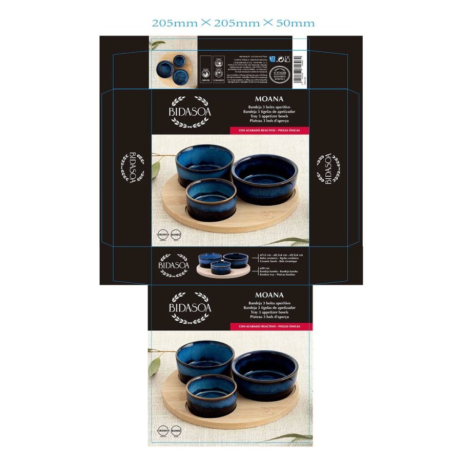 S�t til appetizere Bidasoa Moana Multifarvet Keramik 20 x 4,5 cm 4 Dele (12 enheder) #7