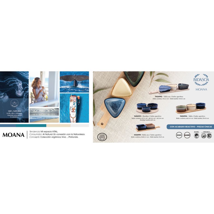 S�t til appetizere Bidasoa Moana Multifarvet Keramik 20 x 4,5 cm 4 Dele (12 enheder) #4