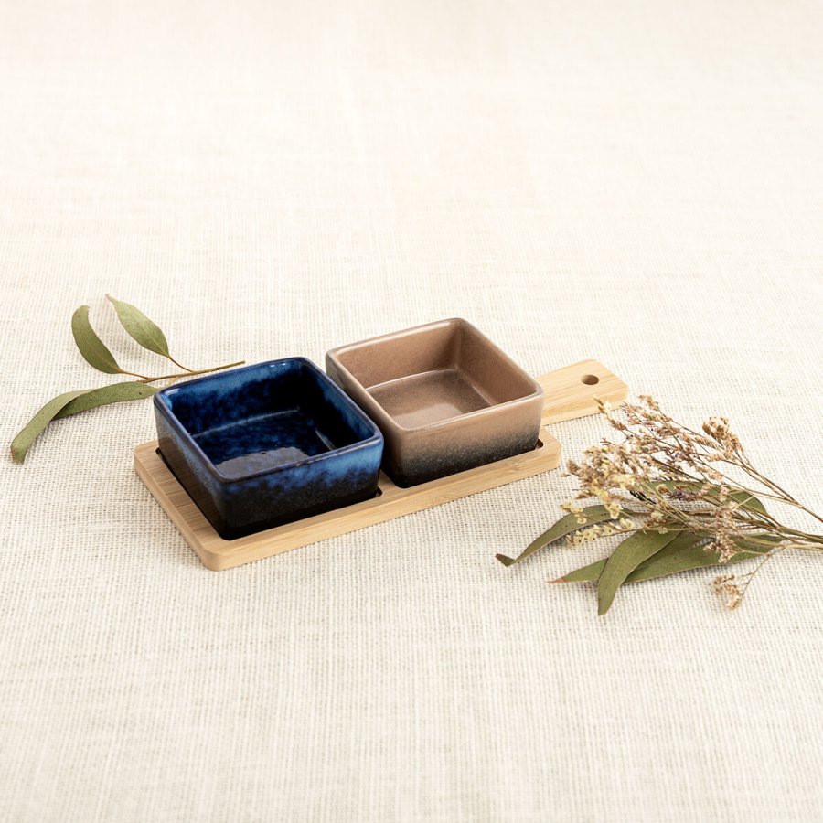 S�t til appetizere Bidasoa Moana Multifarvet Keramik 25 x 9,5 x 4,5 cm 3 Dele (12 enheder) #2