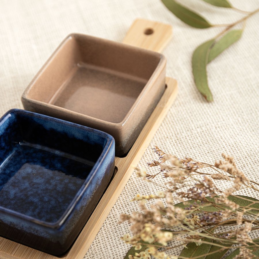 S�t til appetizere Bidasoa Moana Multifarvet Keramik 25 x 9,5 x 4,5 cm 3 Dele (12 enheder) #5