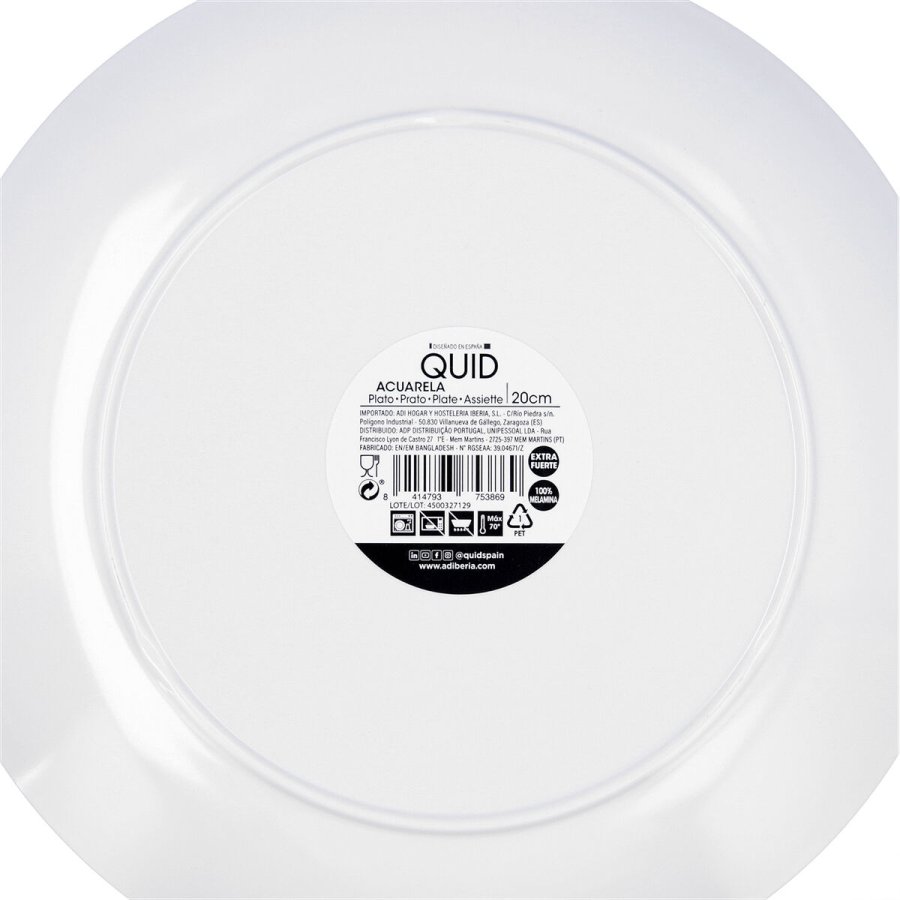 Desserttallerken Quid Acuarela Hvid Bioplast � 20 cm (12 enheder) #6