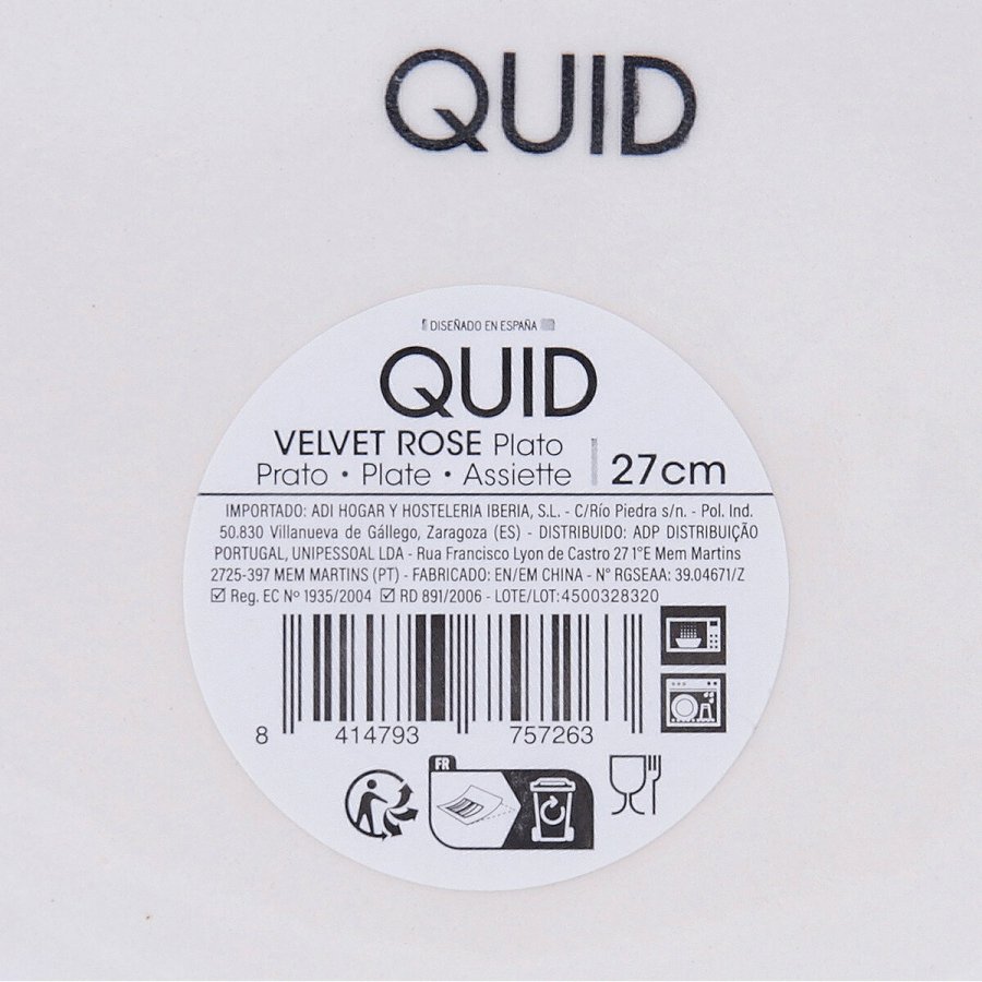 Flad Plade Quid Velvet Pink Keramik � 27 cm (12 enheder) #7