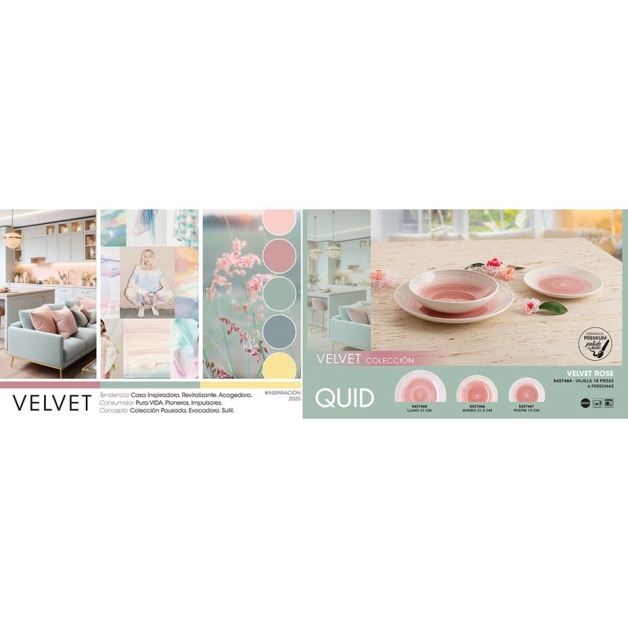 Flad Plade Quid Velvet Pink Keramik � 27 cm (12 enheder) #4