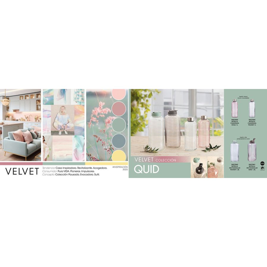 Vandflaske Quid Velvet Gennemsigtig Glas 1 L (12 enheder) #5