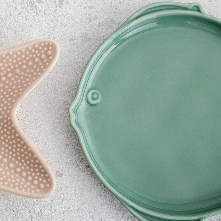 Flad Plade Bidasoa Aura Stela Gr�n Keramik Fisk 19 x 18 x 2 cm (6 enheder) #2