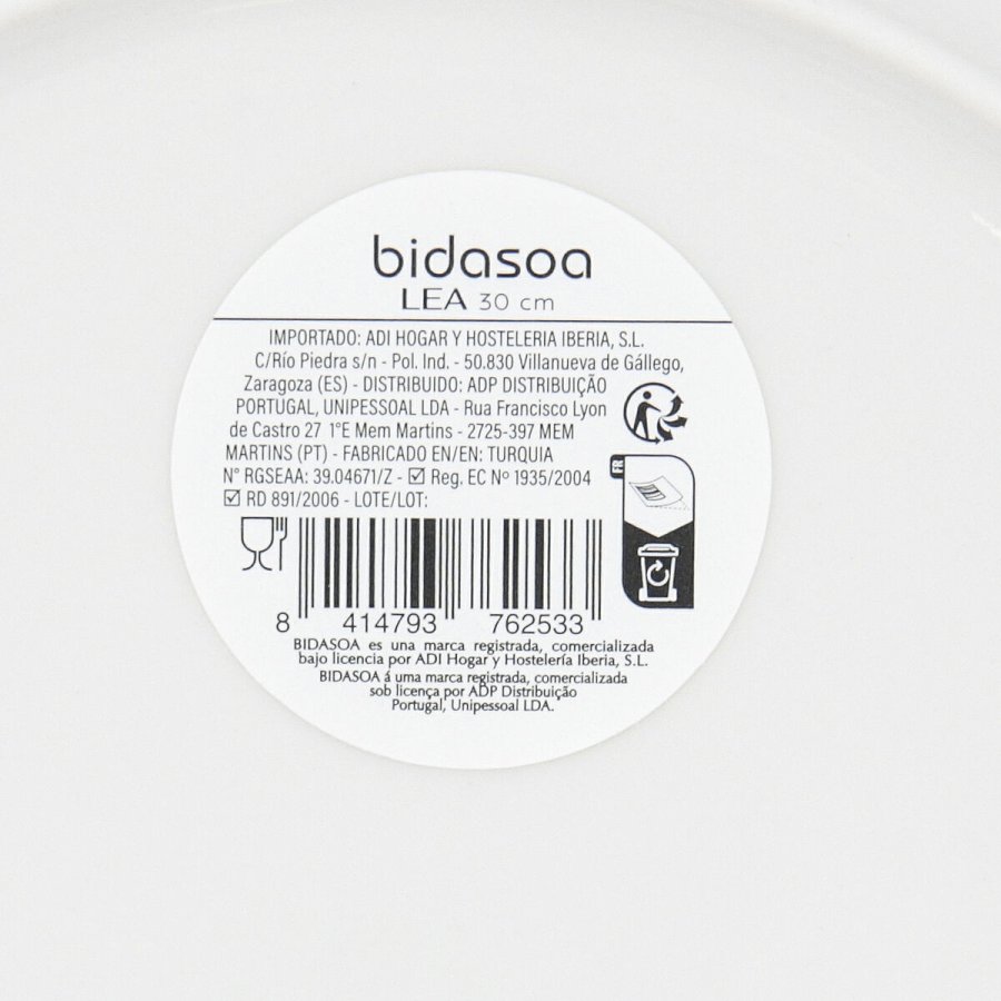 Pizzatallerken Bidasoa Lea Hydrozero Hvid Keramik � 30 cm (6 enheder) #7