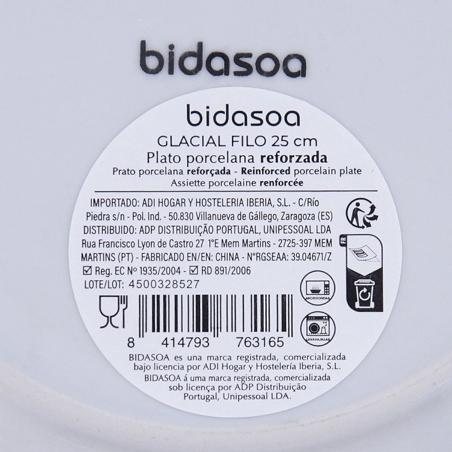 Flad Plade Bidasoa Glacial Filo Hvid Keramik � 25 cm (24 enheder) #7