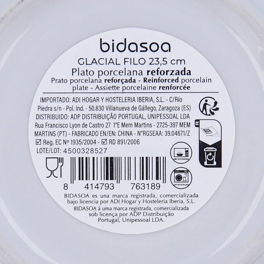 Dyb tallerken Bidasoa Glacial Filo Hvid Keramik � 23,5 cm (24 enheder) #7