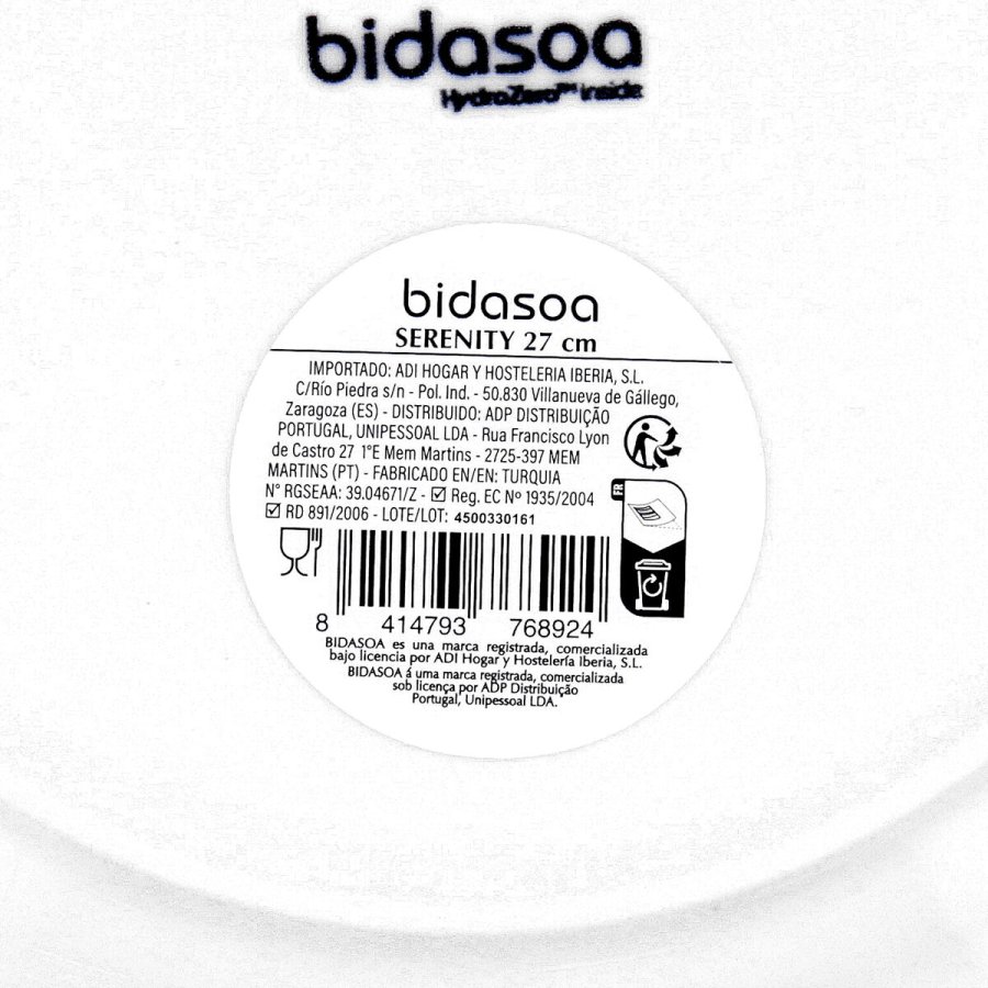 Flad Plade Bidasoa Serenity Hydrozero Hvid Keramik � 27 cm (6 enheder) #7
