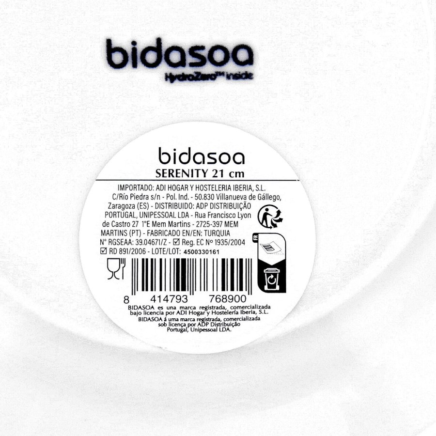 Flad Plade Bidasoa Serenity Hydrozero Hvid Keramik � 21 cm (6 enheder) #7