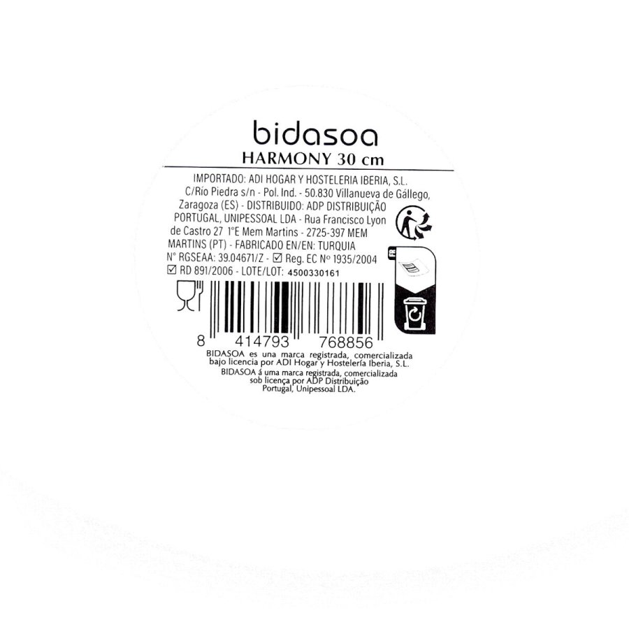 Flad Plade Bidasoa Harmony Hydrozero Hvid Keramik � 30 cm (6 enheder) #7