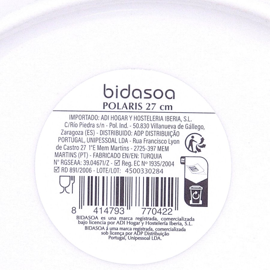 Flad Plade Bidasoa Polaris Hydrozero Beige Keramik � 27 cm (6 enheder) #7