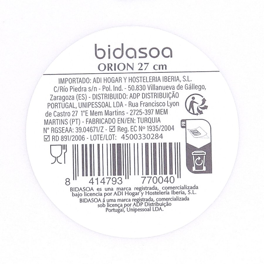 Flad Plade Bidasoa Orion Hydrozero Hvid Keramik � 27 cm (6 enheder) #4